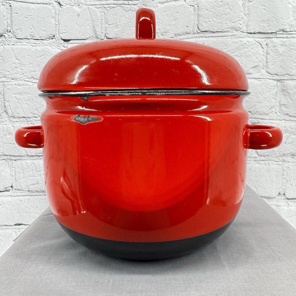 Carl Aubock Culinar Auswien Ostovics Red Enamel Pot Dutch Oven DANISH MODERN
